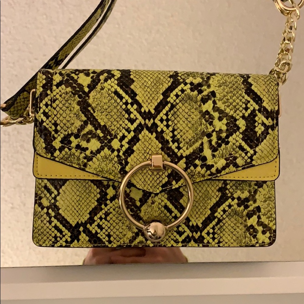 Topshop Yellow Python Print Purse - Picture 2 of 5